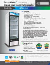 27" 1 Glass Door Merchandiser, GR23-HC